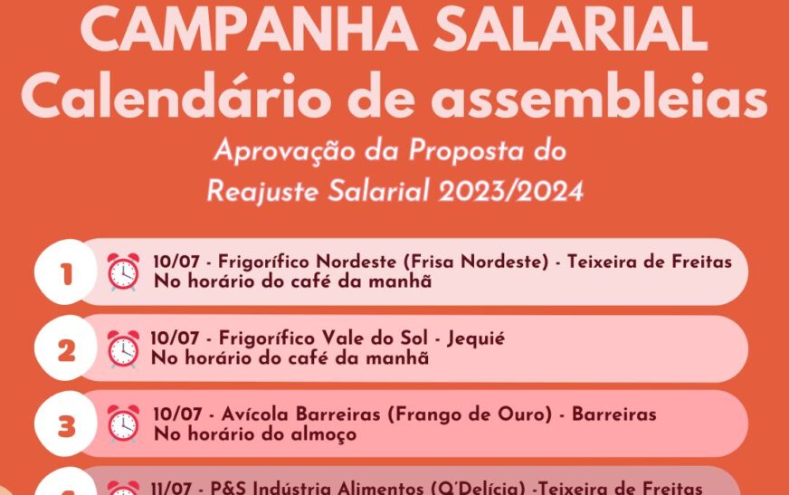 Calendário de Assembleia 10/07